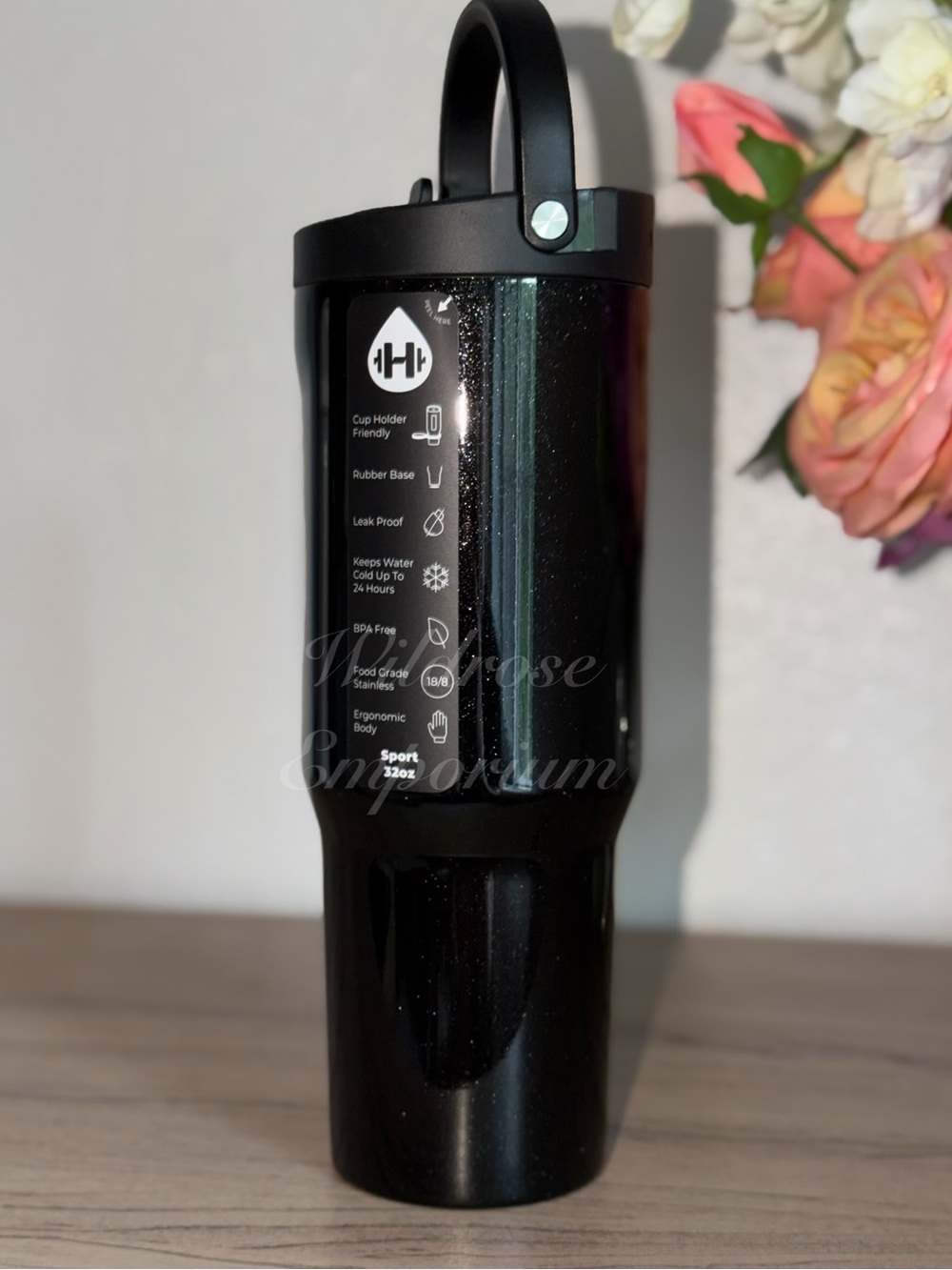 HydroJug SPELLBOUND 32 OZ Sport Traveler Black Glitter Halloween Limited Edition